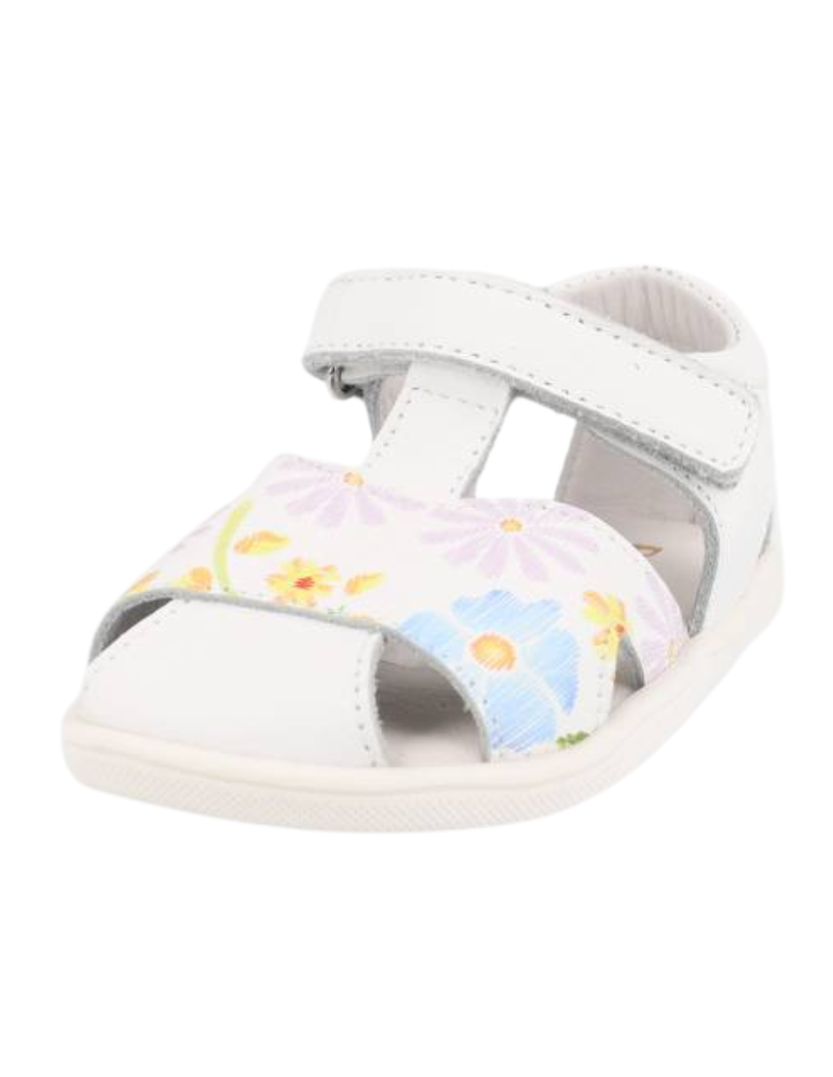 Sandalia Blanditos Barefoot Estampada Blancos para Niña