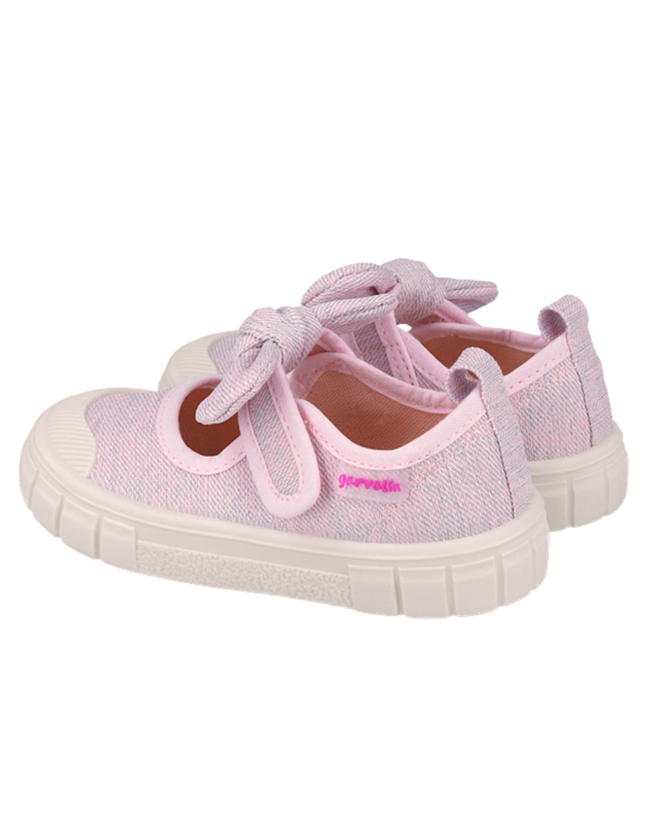 Merceditas Garvalin en Lona Rosa con Moño para Niña