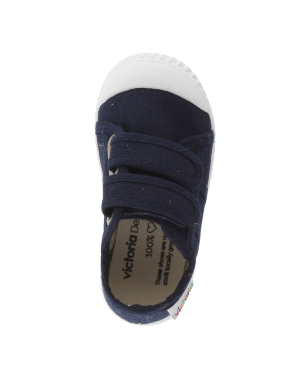 Zapato Victoria Dos Velcros Lona Basket Azul Marinos para Niño