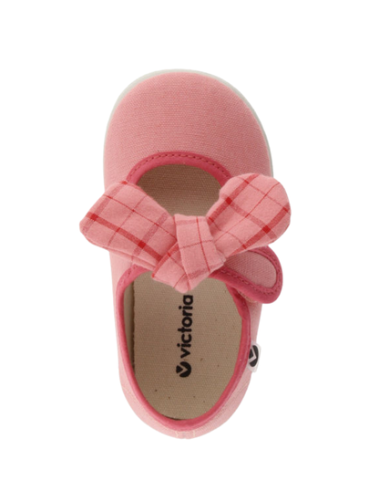 Zapato Victoria Lona Pañuelo Cuadros Coral para Niña