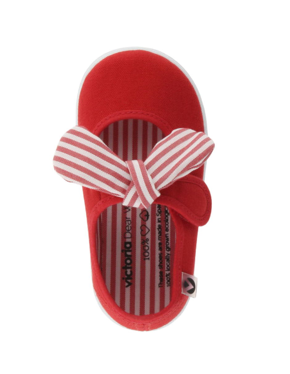 Zapato Victoria Lona Pañuelo Rayas Rojos para Niña