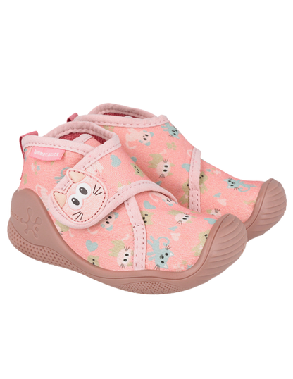 Pantufla Biomecanics Gato Gabardina Con Velcro Rosas para Niña