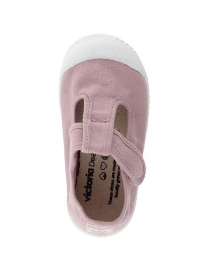 Zapato Victoria Pastel de Lona Tintada con Velcro para Niña