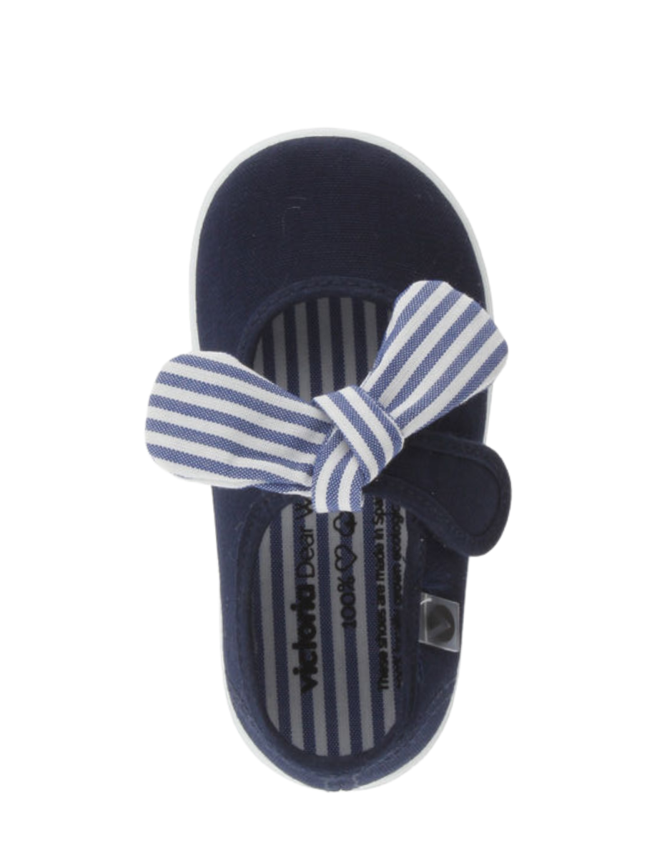 Zapato Victoria Lona Pañuelo Rayas Azul Marinos para Niña