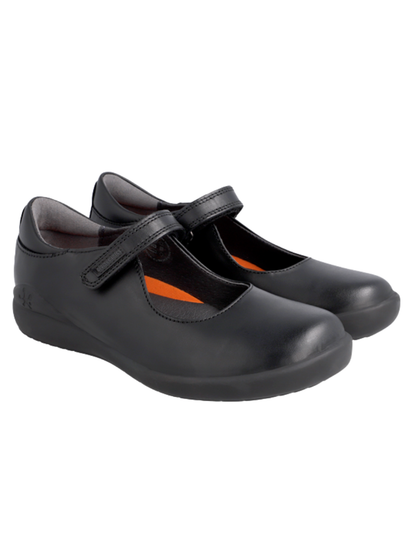 Zapato Biomecanics Escolar Piel Con Velcro Negros para Niña