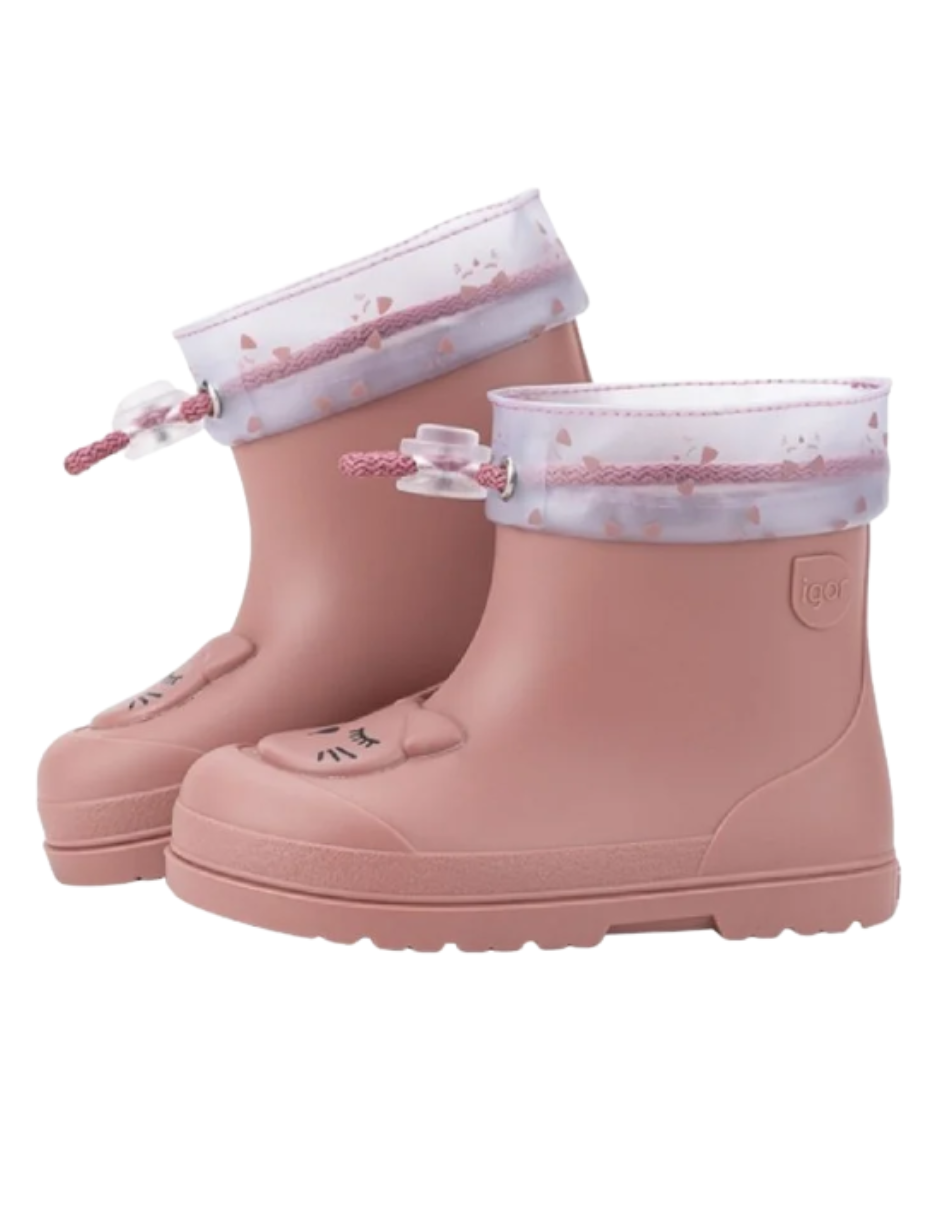 Bota Igor Lluvia Barefoot Gato Rosas para Niña