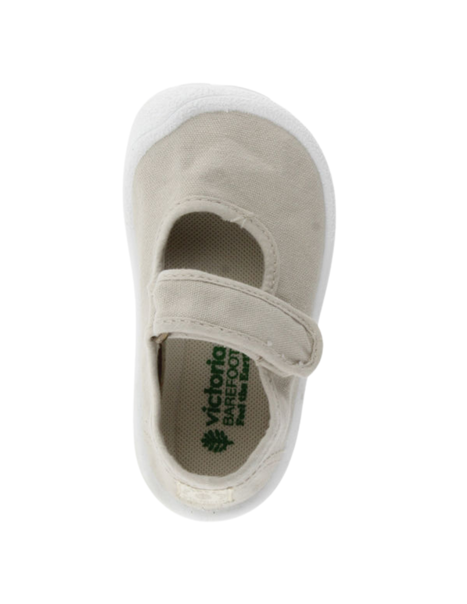 Merceditas Barefoot Victoria Hielo de Lona con Velcro para Niña