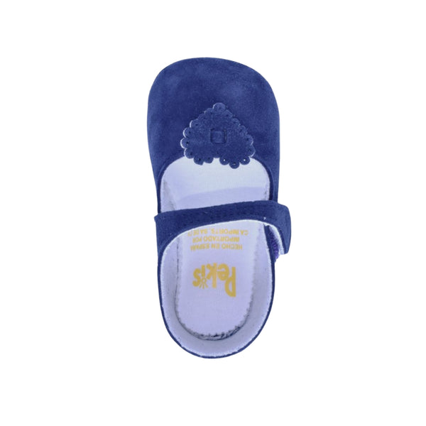 Zapatos Pekis en Ante Azul Marino para Bebé