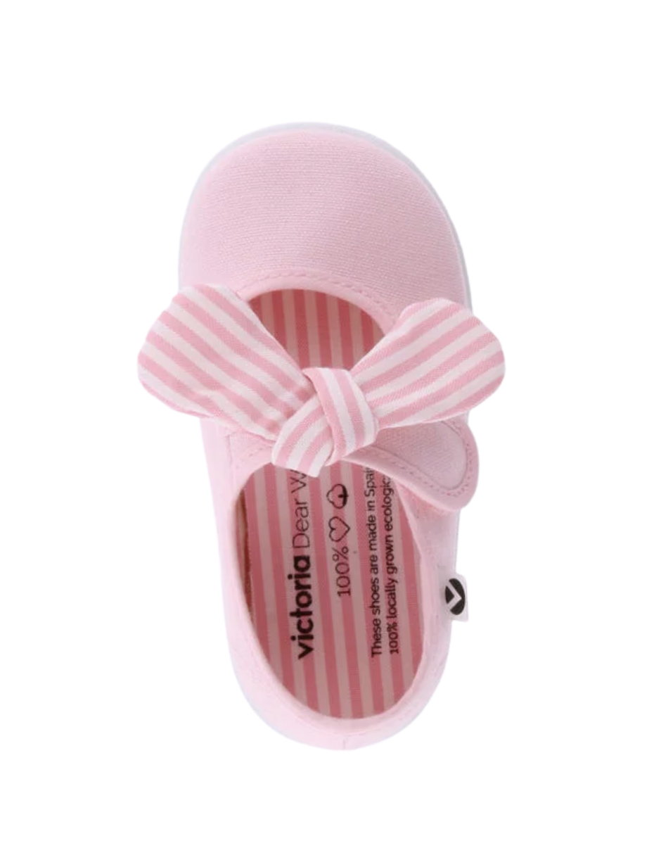 Zapato Victoria Rosa de Lona con Pañuelo Rayado para Niña