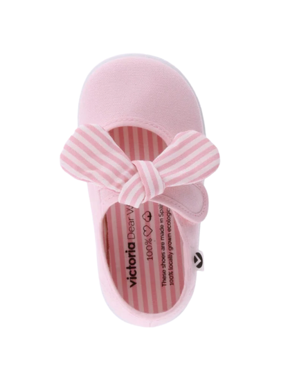 Zapato Victoria Rosa de Lona con Pañuelo Rayado para Niña