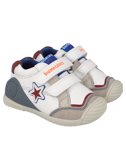 Zapato Biomecanics Botin Doble Estrella Con Velcro Blancos para Niño