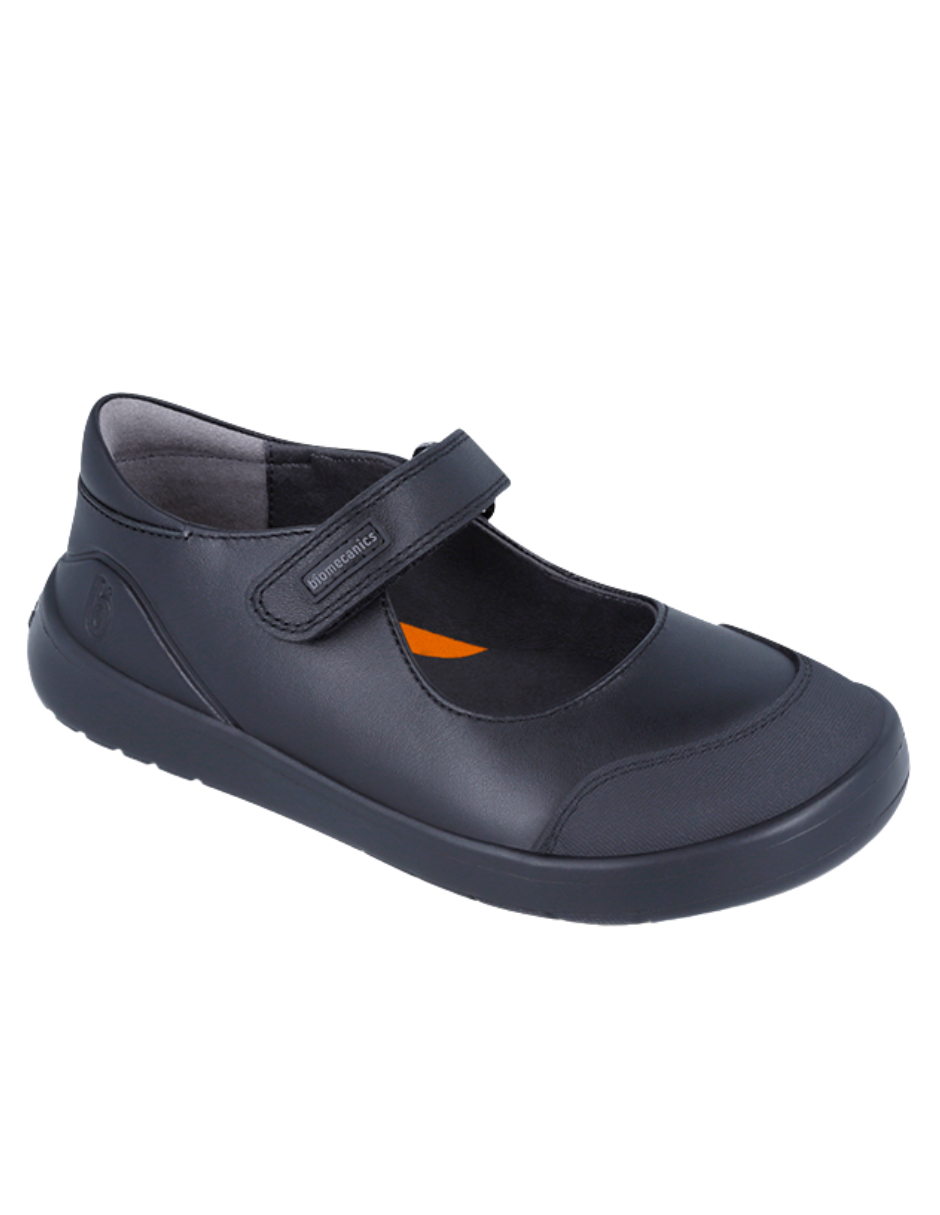 Zapato Biomecanics Escolar Puntera Con Velcro Negros para Niña