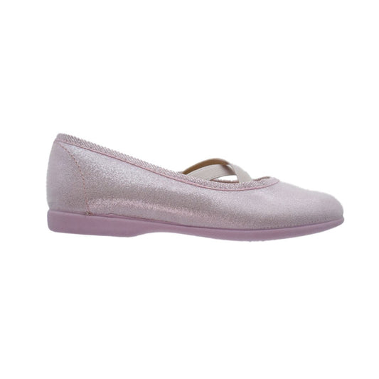 Zapato de niña tipo salón rosa brillante con elásticos – Pekis