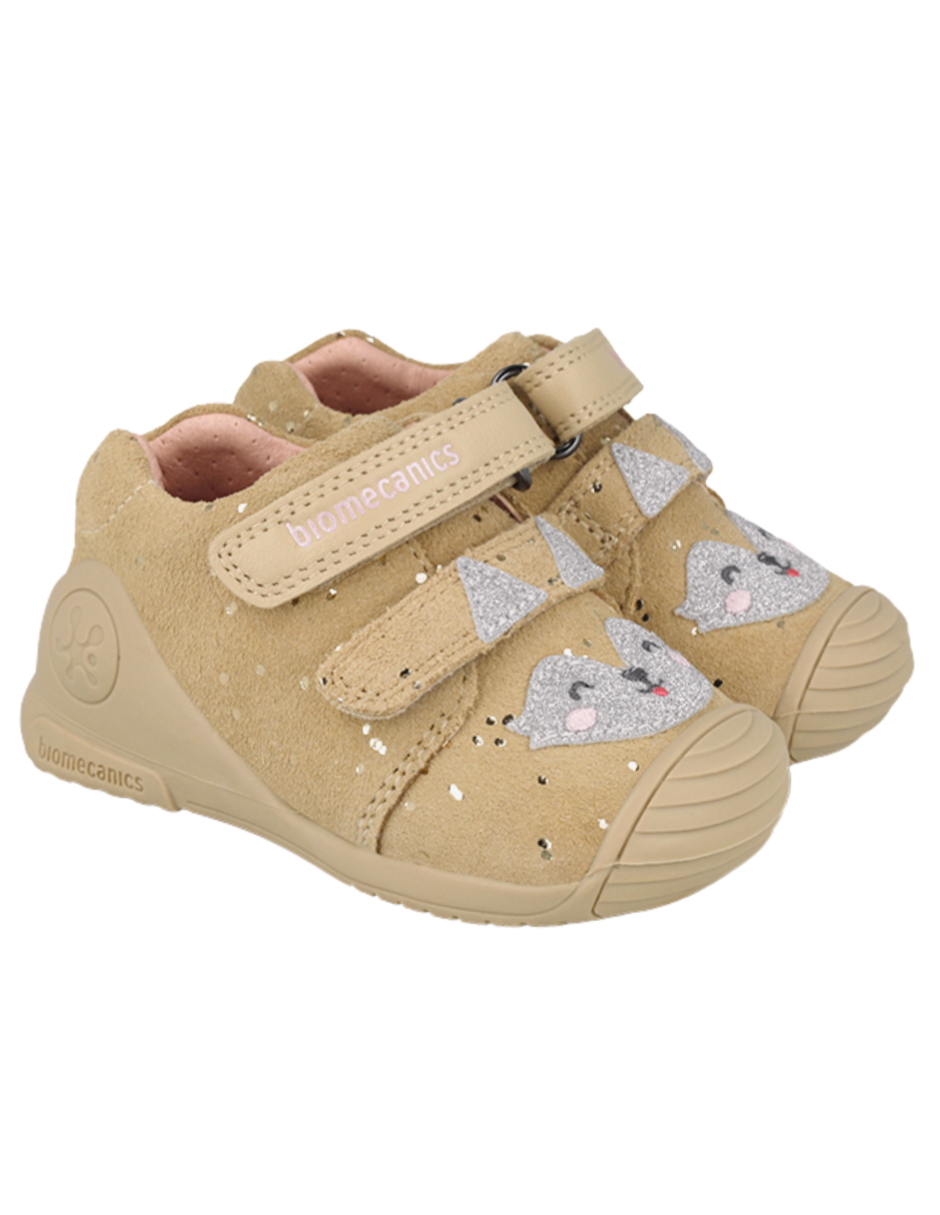 Zapato Biomecanics Botin Laminado Beige para Niña