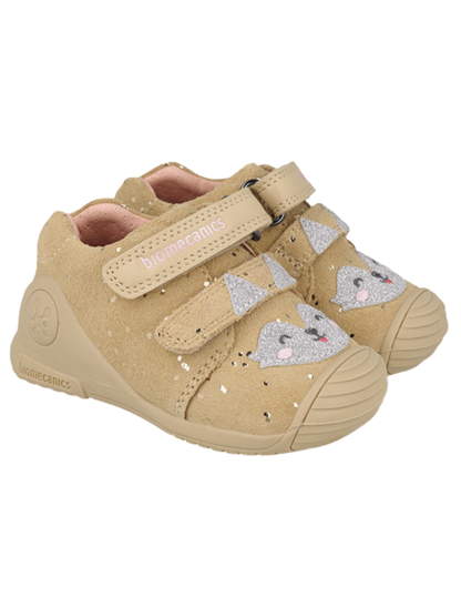 Zapato Biomecanics Botin Laminado Beige para Niña