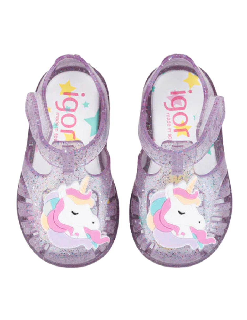 Sandalia Igor Unicornio Con Velcro Malvas para Niña