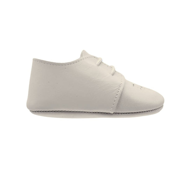 Zapatos Pekis en Piel Blanca con Agujetas para Bebé