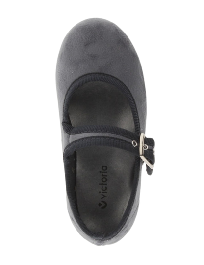 Balerina Victoria Gris Terciopelo con Hebilla para Niña