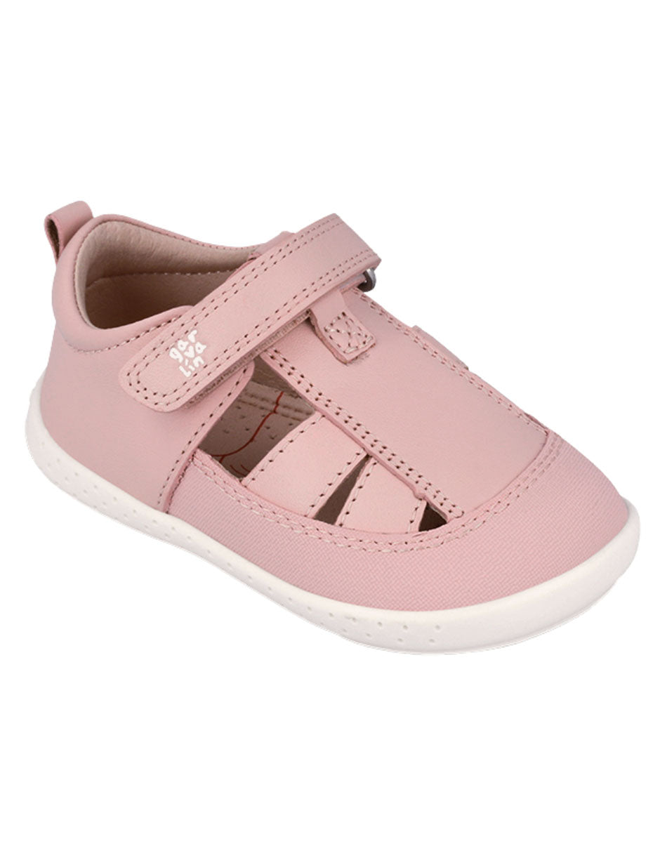 Sandalia Barefoot Garvalin Con Velcro Rosas para Niña