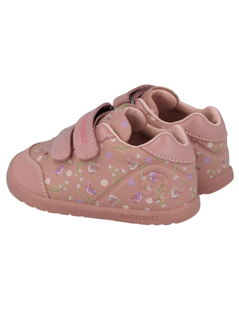 Zapato Barefoot Biomecanics Rosa con Flores para Bebe