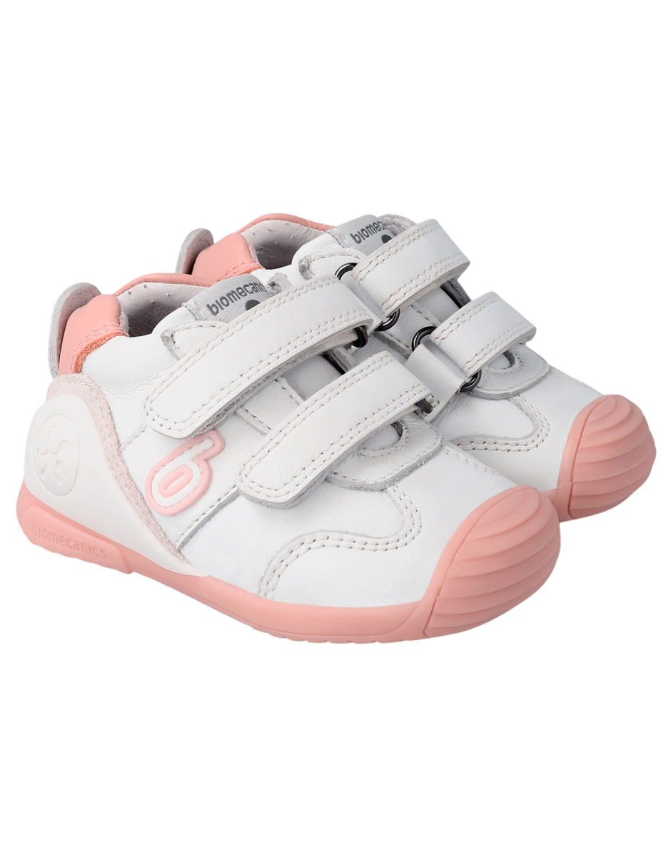 Zapato Basico Biomecanics Blanco-Rosa para Bebe