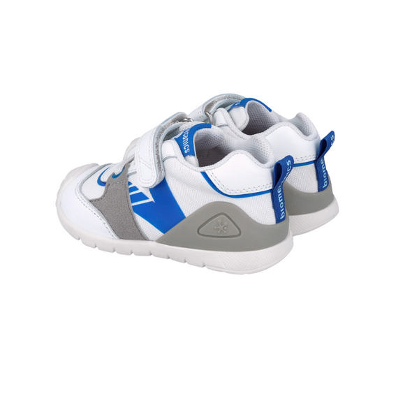 Zapato Niño Elástico con Velcro Blanco y Azul - BIOMECANICS