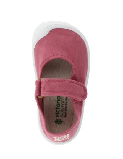 Merceditas Barefoot Victoria Frambuesa de Lona con Velcro para Niña