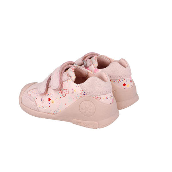 Zapato Niña Piel Rosa con Doble Velcro - BIOMECANICS