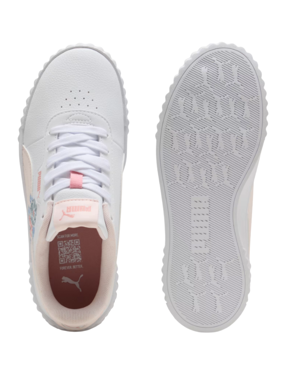 Tenis Puma Carina 3 Floral Jr Blancos para Niña