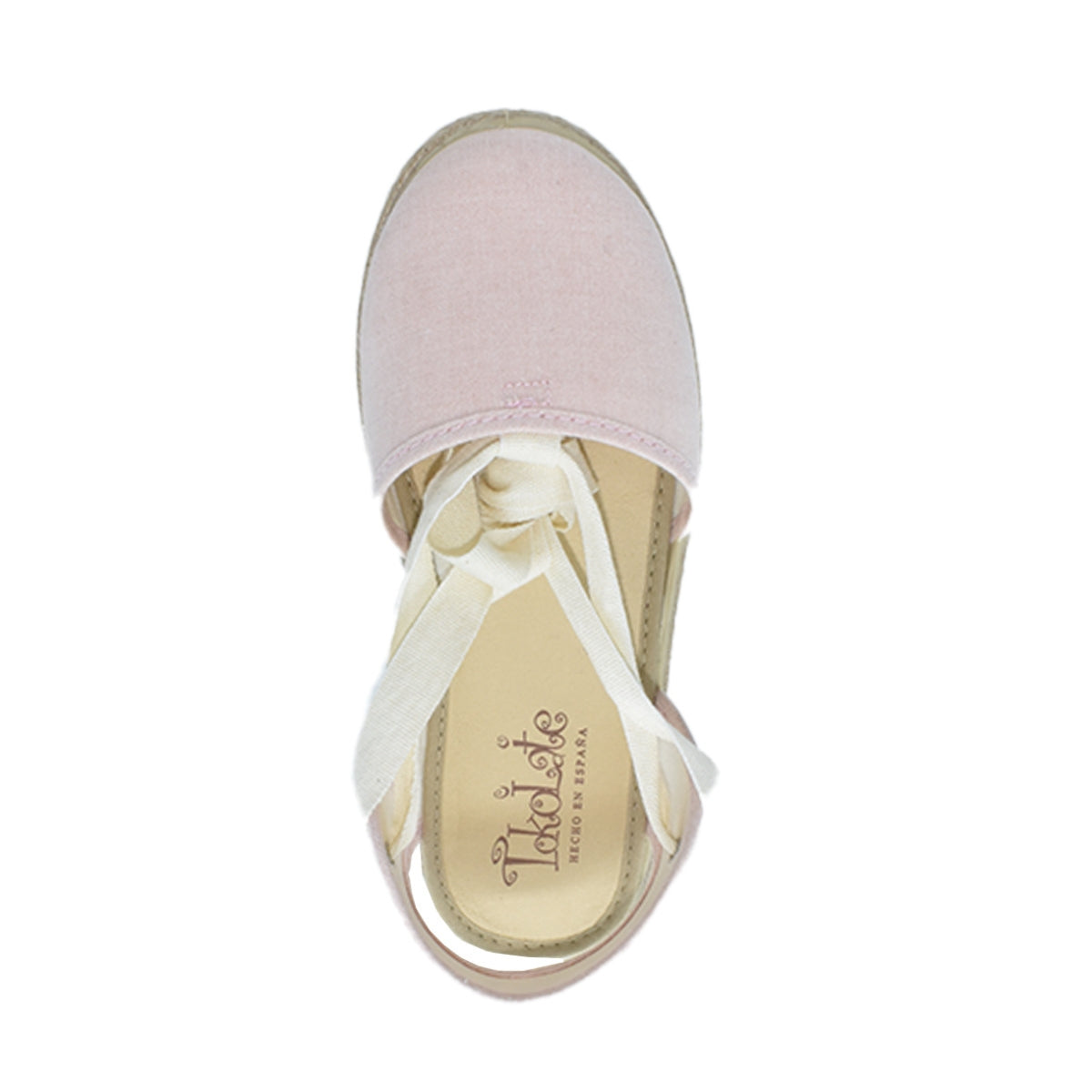 Zapato tipo valenciana con cintas en lino rosa – Tokolate