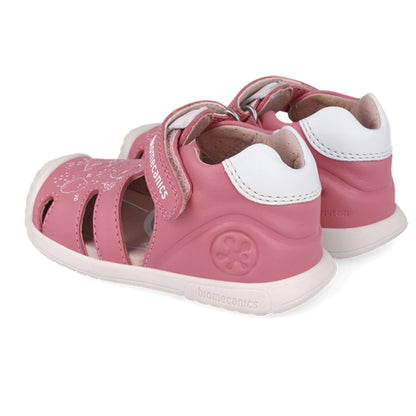 Sandalias Biomecanics Rosa con Velcro y Estampado para Bebé