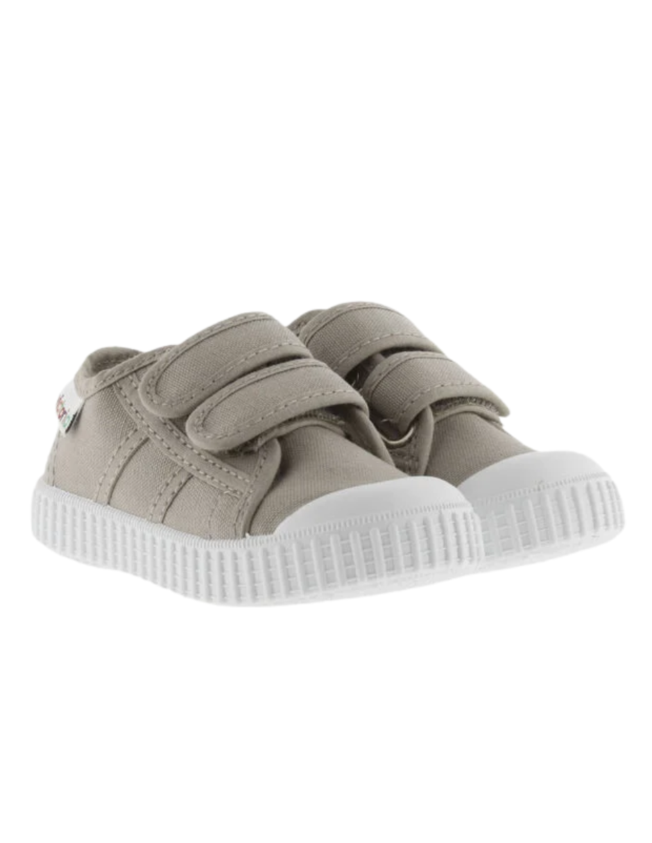 Zapato Victoria Beige de Lona con Dos Velcros para Niños(Unisex)