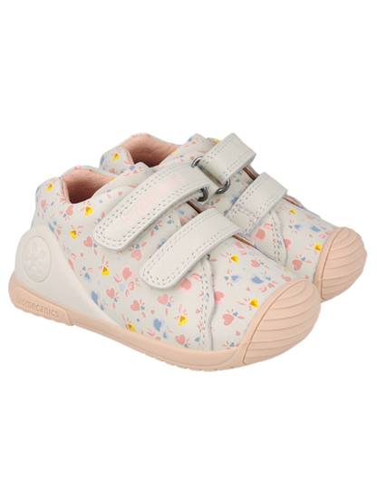 Zapato Biomecanics Botin Estampado Dos Velcros Blancos para Niña