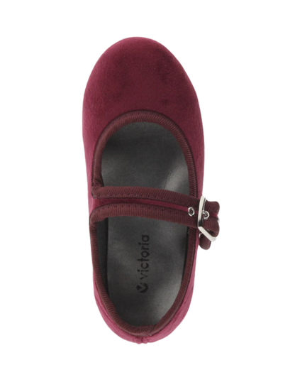 Balerina Victoria Burdeos Terciopelo con Hebilla para Niña