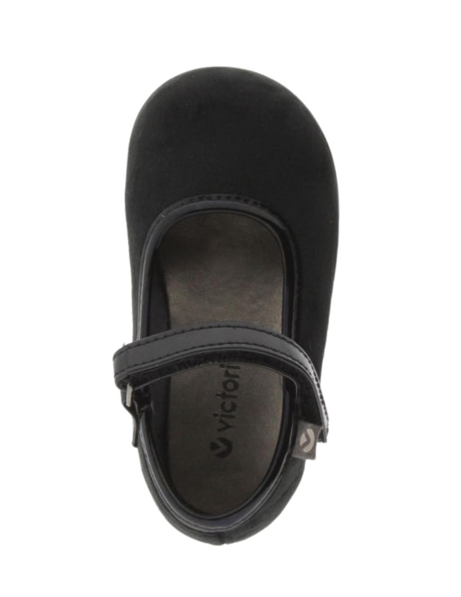 Balerina Victoria Negro Terciopelo con Velcro para Niña