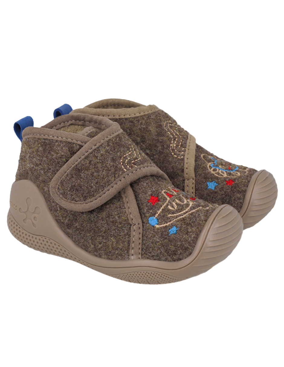 Pantufla Biomecanics Velcro Mascotas Fieltro Cafés para Niño