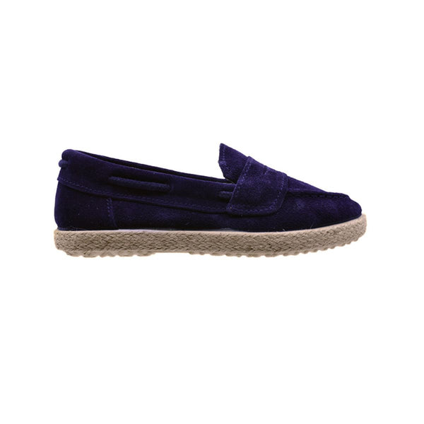 Mocasín de niño en serraje azul marino con antifaz – Pekis