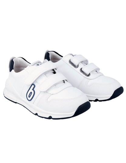 Zapato Basico Biomecanics Blanco-Azul con Dos Velcros Unisex