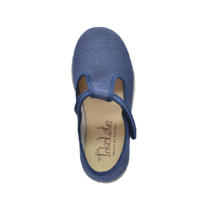 Zapatos Tokolate Tipo Pepito en Lino Azul Marino para Niños (Unisex)