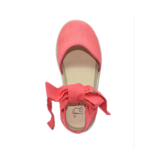 Zapato tipo valenciana en lino coral con lazo – Tokolate