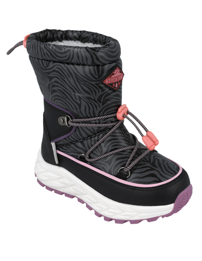 Bota Garvalin Negro Para Nieve Con Cintas Para Niña