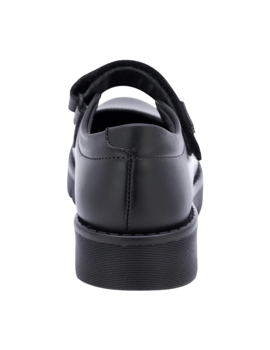 Zapato Coqueta Escolar Suela Rayada Con Velcro Negros para Niña