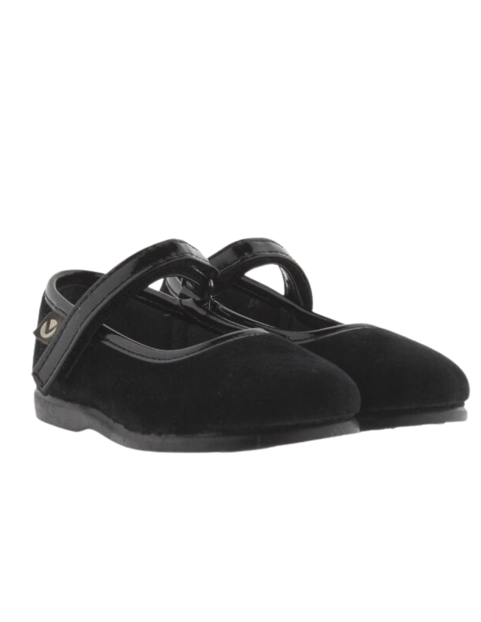 Balerina Victoria Negro Terciopelo con Velcro para Niña