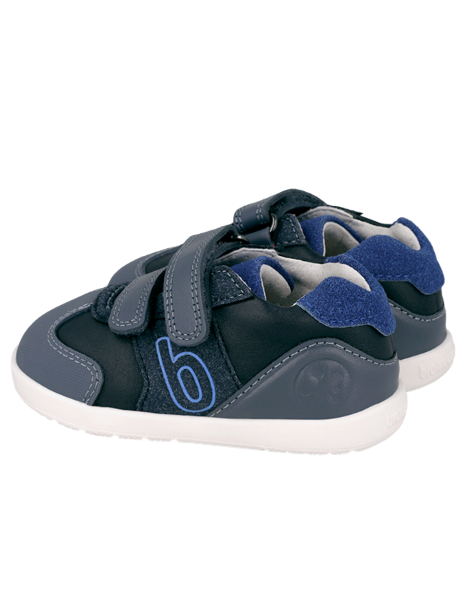 Zapato Biomecanics Wider Doble B Con Velcro Azules para Niño