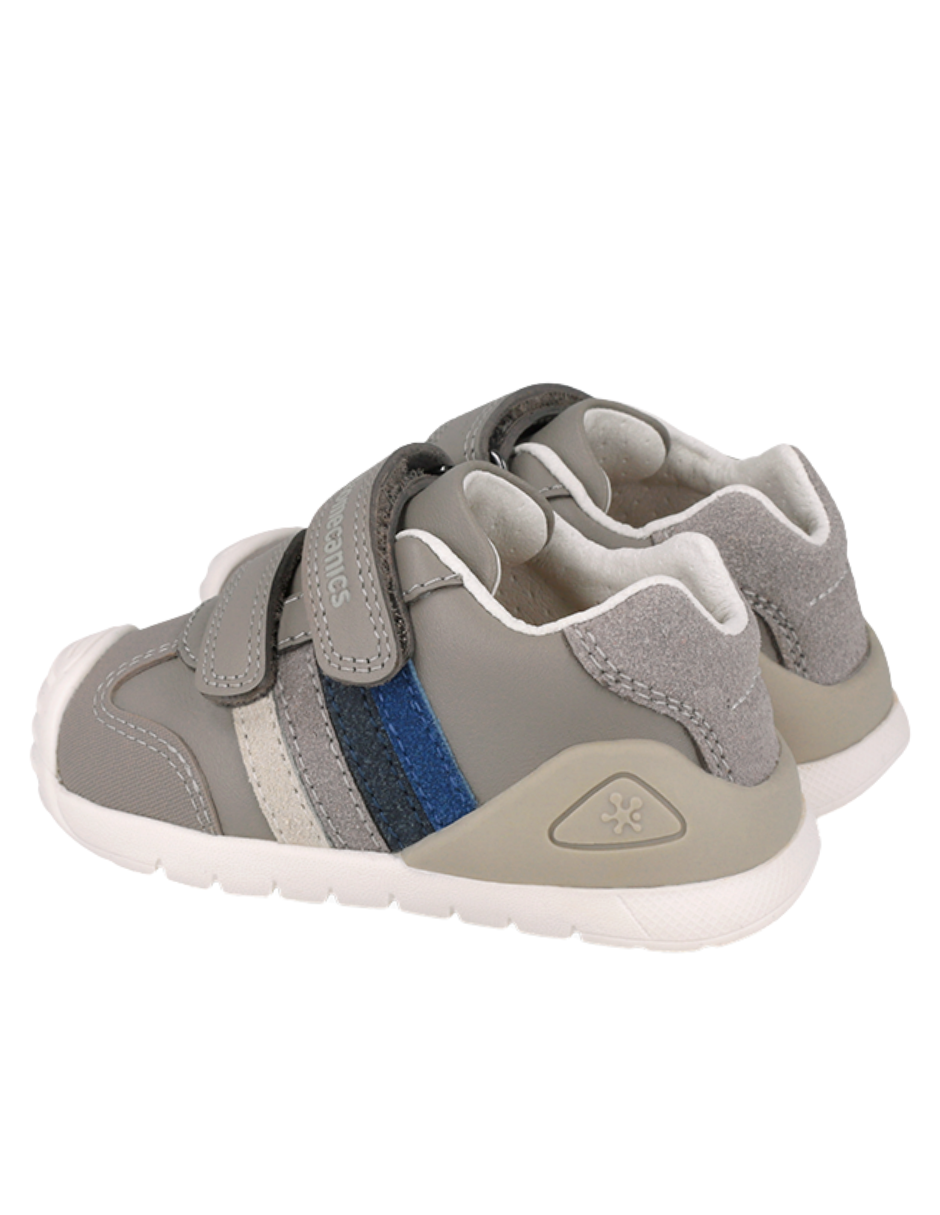 Zapato Biomecanics Botin Doble Franjas Con Velcro Grises para Niño