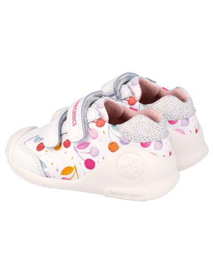 Zapato Biomecanics Blanco Velcro Doble Cerezas para Bebe