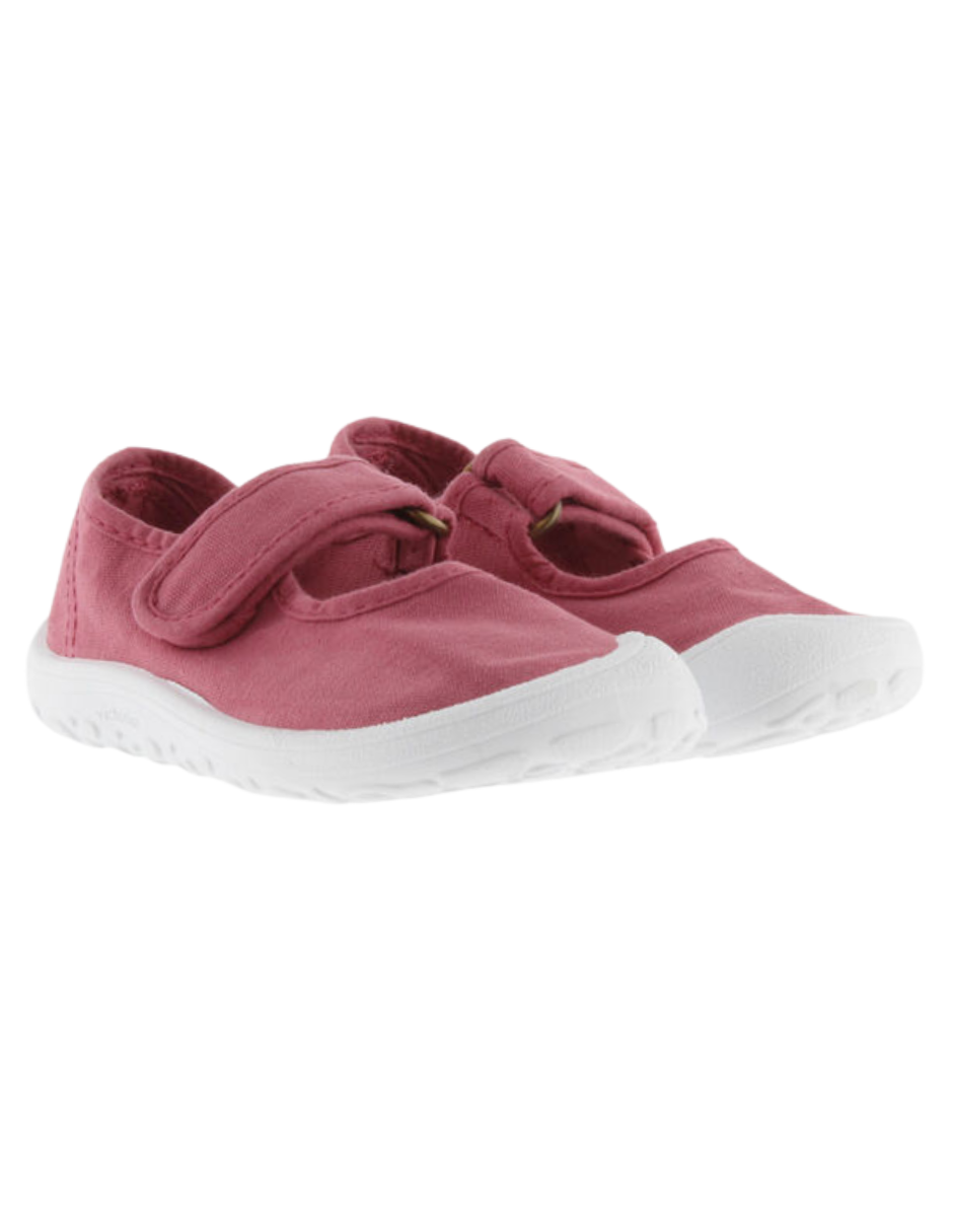 Merceditas Barefoot Victoria Frambuesa de Lona con Velcro para Niña