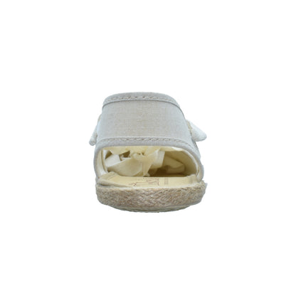 Zapatos Tokolate Tipo Valenciana en Lino Crudo con Cintas para Niña