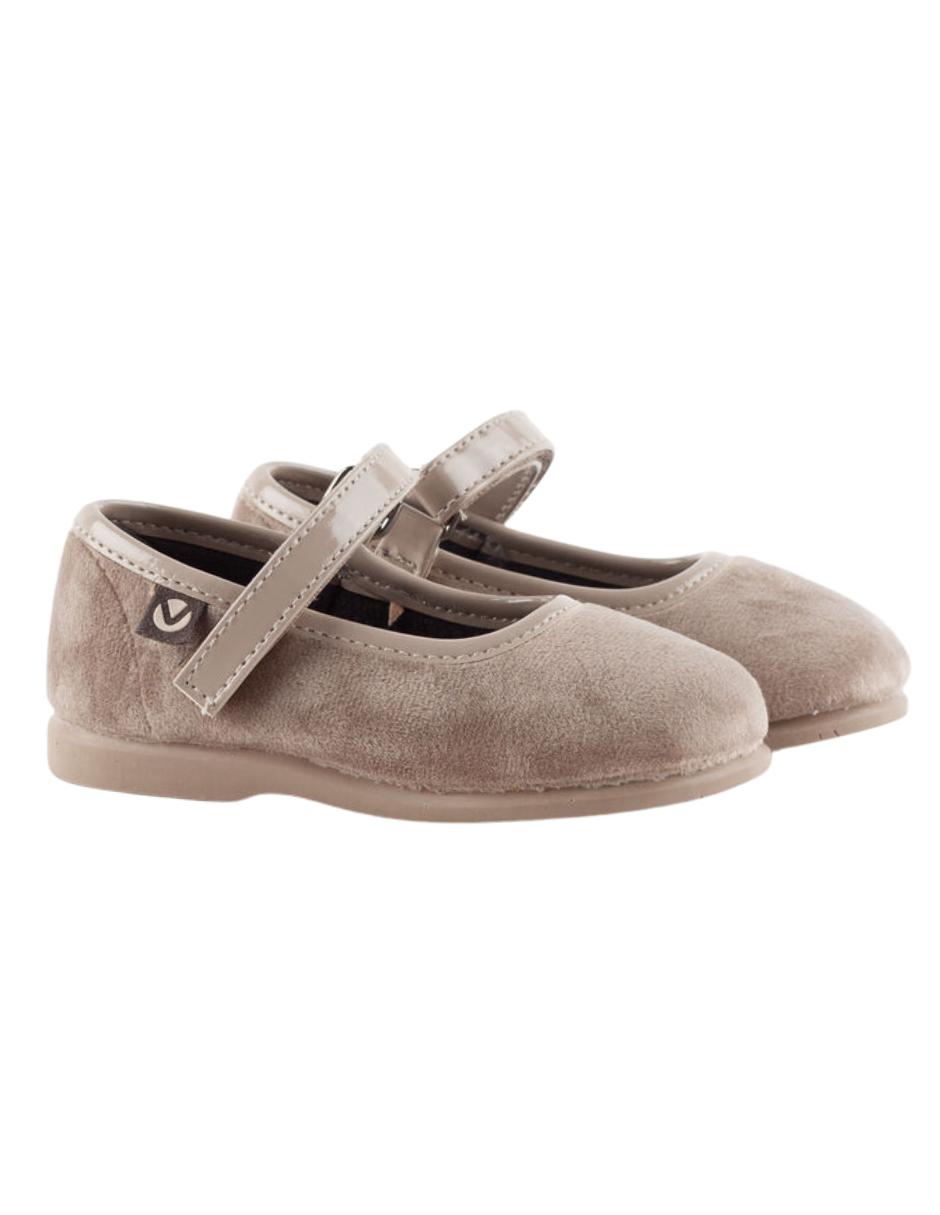 Merceditas Victoria Beige con Velcro para Niña