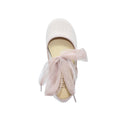 Zapatos de niña en lino con moño de tul – Tokolate
